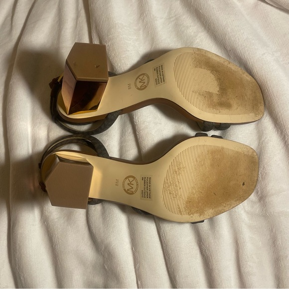 MICHAEL Michael Kors Brown and Gold 3 inch heels leather ankle strap Womens 8M - Picture 9 of 10
